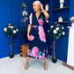 Saorlaith Pleated Midi Dress Floral Navy