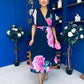 Saorlaith Pleated Midi Dress Floral Navy