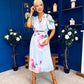 Saorlaith Pleated Midi Dress Floral Pwr Blue