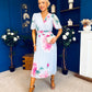 Saorlaith Pleated Midi Dress Floral Pwr Blue