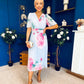 Saorlaith Pleated Midi Dress Floral Pwr Blue