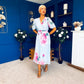 Saorlaith Pleated Midi Dress Floral Pwr Blue
