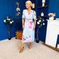 Saorlaith Pleated Midi Dress Floral Pwr Blue