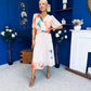 Saorlaith Pleated Midi Dress Floral Cream