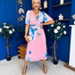 Saorlaith Pleated Midi Dress Floral Pink
