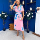 Saorlaith Pleated Midi Dress Floral Pink