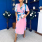 Saorlaith Pleated Midi Dress Floral Pink