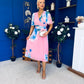 Saorlaith Pleated Midi Dress Floral Pink