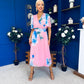 Saorlaith Pleated Midi Dress Floral Pink