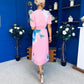 Saorlaith Pleated Midi Dress Floral Pink
