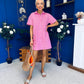 Lisa Pinstrip Mini Shirt Dress Dress Pink