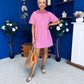 Lisa Pinstrip Mini Shirt Dress Dress Pink