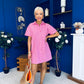 Lisa Pinstrip Mini Shirt Dress Dress Pink