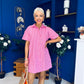 Lisa Pinstrip Mini Shirt Dress Dress Pink