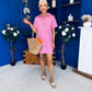 Lisa Pinstrip Mini Shirt Dress Dress Pink