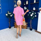 Lisa Pinstrip Mini Shirt Dress Dress Pink