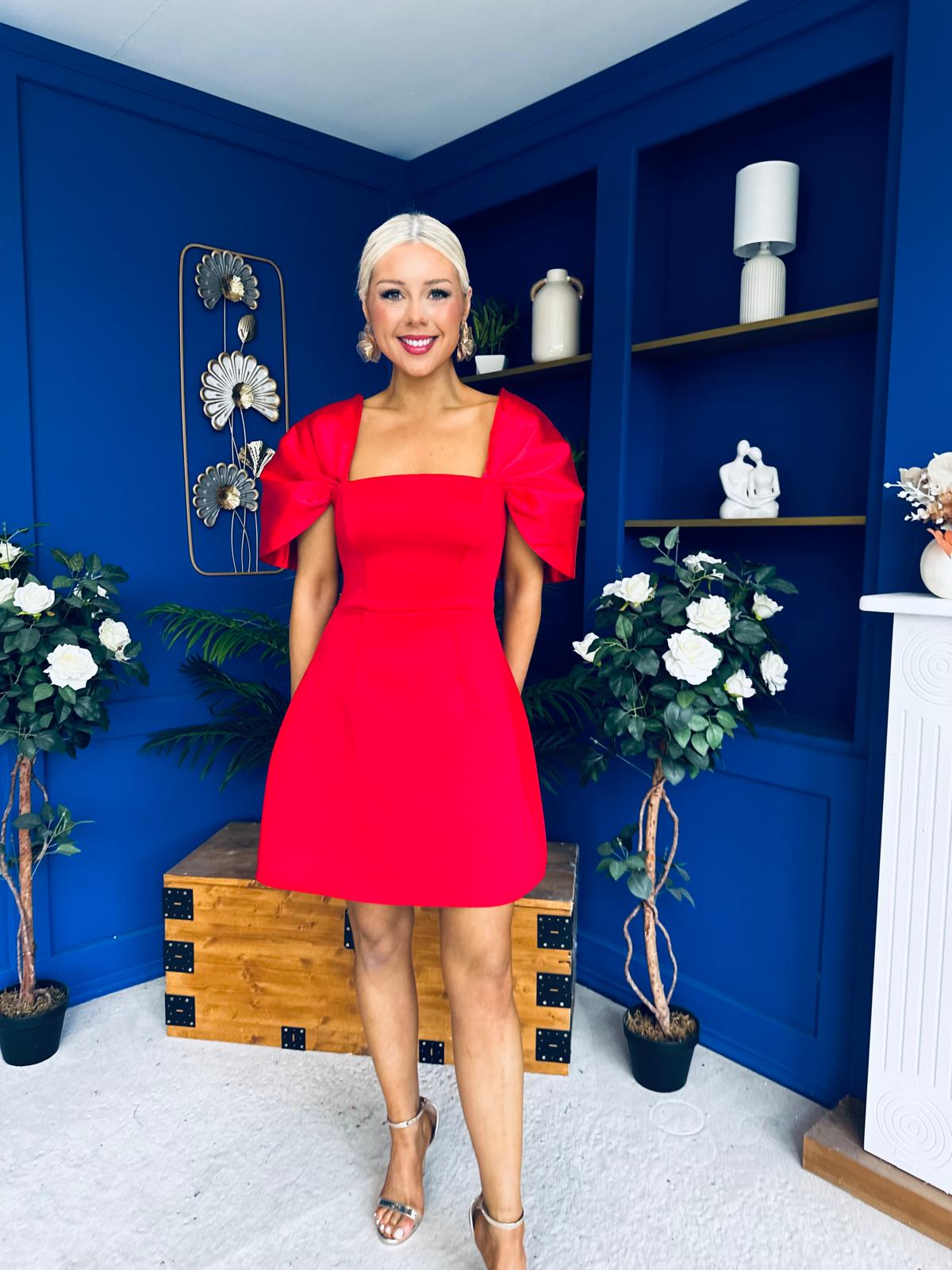 Dakota Detailed Occasion Mini Dress Red