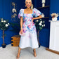 Tatum Square Neckline Skater Midi Floral Blue