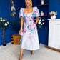 Tatum Square Neckline Skater Midi Floral Blue