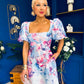 Tatum Square Neckline Skater Midi Floral Blue