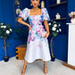 Tatum Square Neckline Skater Midi Floral Blue
