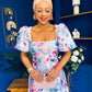 Tatum Square Neckline Skater Midi Floral Blue
