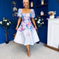 Tatum Square Neckline Skater Midi Floral Blue