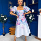Tatum Square Neckline Skater Midi Floral Blue