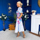 Tatum Square Neckline Skater Midi Floral Blue