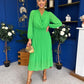 Gillian Cowl Neck Pleated Midi Dress Apple Green