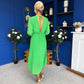 Gillian Cowl Neck Pleated Midi Dress Apple Green