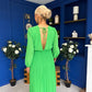 Gillian Cowl Neck Pleated Midi Dress Apple Green