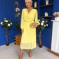 Gillian Cowl Neck Pleated Midi Dress Yellow