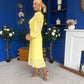 Gillian Cowl Neck Pleated Midi Dress Yellow