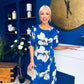 Brenda Split Leg Midi Dress Floral Blue