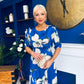 Brenda Split Leg Midi Dress Floral Blue