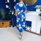 Brenda Split Leg Midi Dress Floral Blue