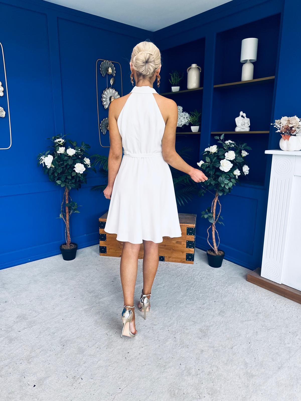 Francesca Button Up Midi Dress White