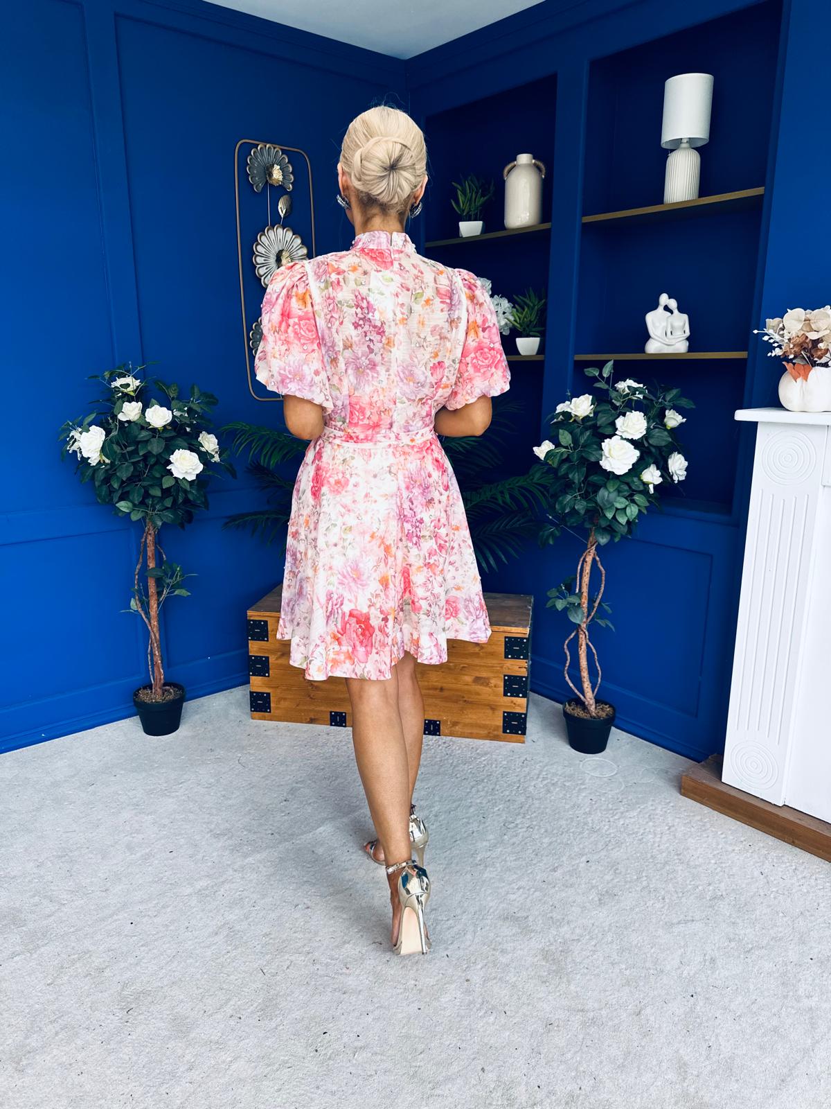 Mairead Embellished Mini Shirt Dress Floral