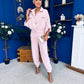 Barbara Detailed Top & Trouser Set Baby Pink