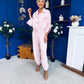 Barbara Detailed Top & Trouser Set Baby Pink