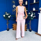 Parisa Detailed Top & Trouser Set Baby Pink