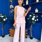 Parisa Detailed Top & Trouser Set Baby Pink