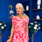 Hope Off The Shoulder Mesh Midi Dress Floral Coral
