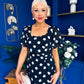 Heidi Detail Ruched Midi Dress Burnout Polka Black