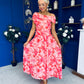 Hope Off The Shoulder Mesh Midi Dress Floral Coral