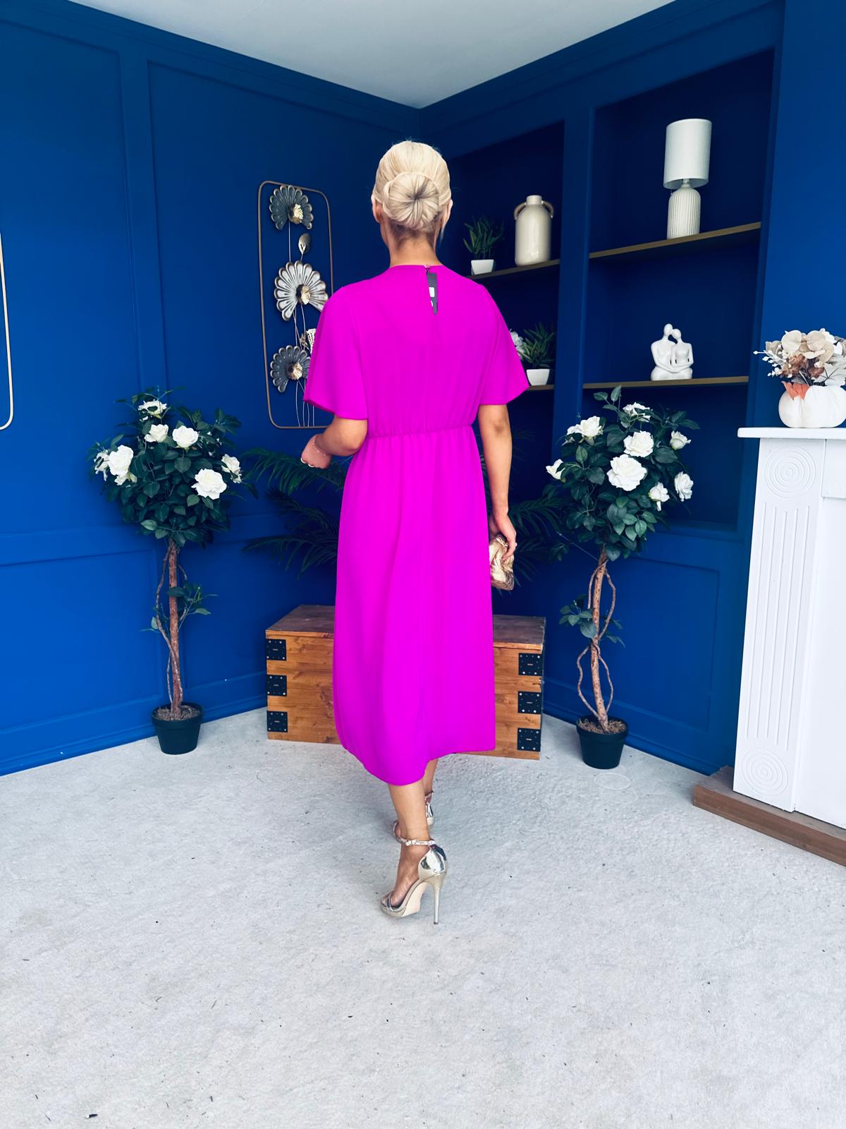 Naomi Gold Clasp Detailed Midi Dress Orchid