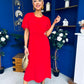 Naomi Gold Clasp Detailed Midi Dress Red