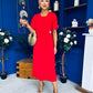 Naomi Gold Clasp Detailed Midi Dress Red