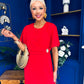 Naomi Gold Clasp Detailed Midi Dress Red